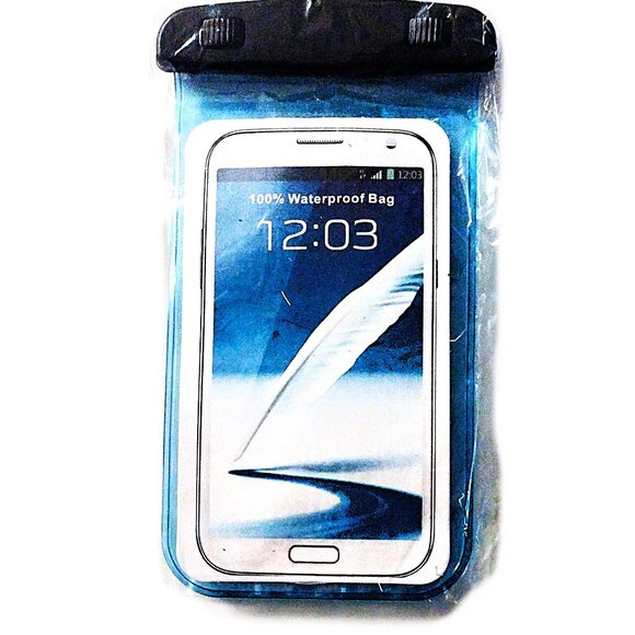 2 Pack Waterproof Universal Cell Phone Pouch (Lanyard & Arm Band) ~ Blue & Smoke - Picture 4 of 9